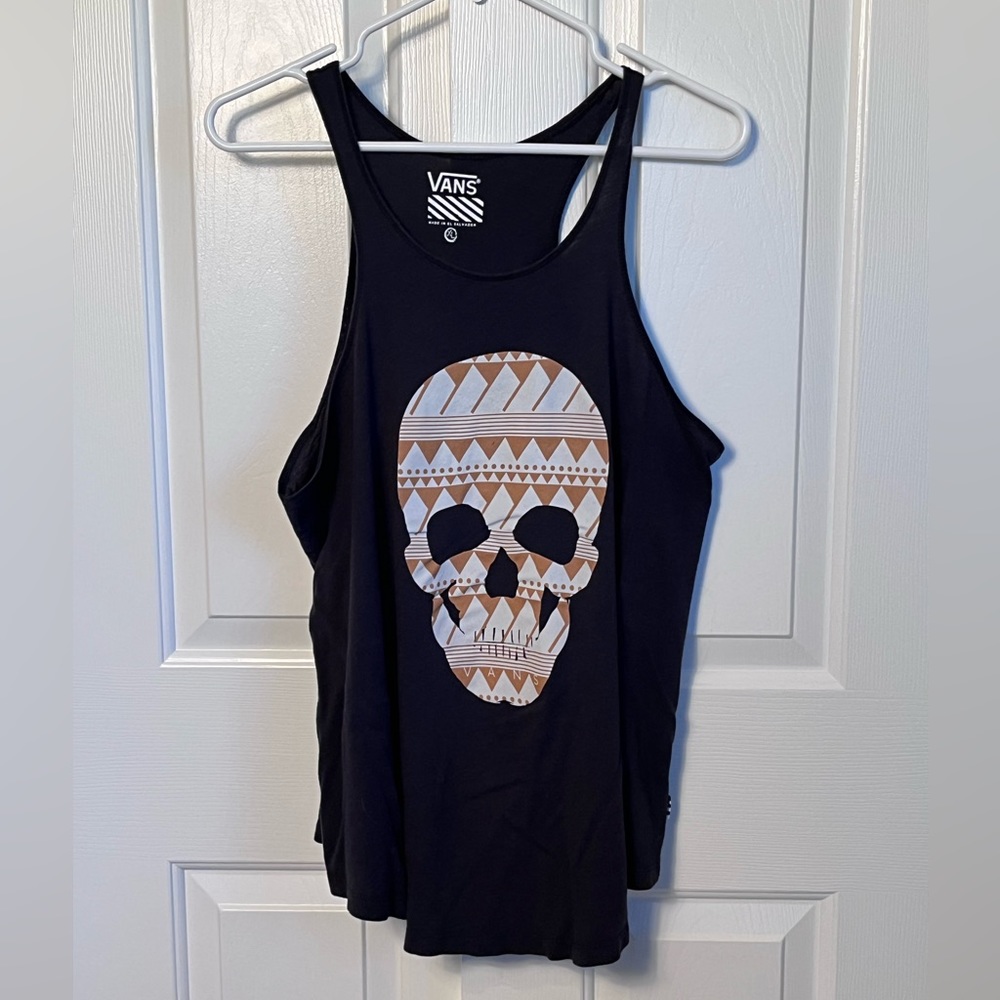 Vans Tank Racerback, Black w/ Skull Design, Size XL, vintage circa 2011